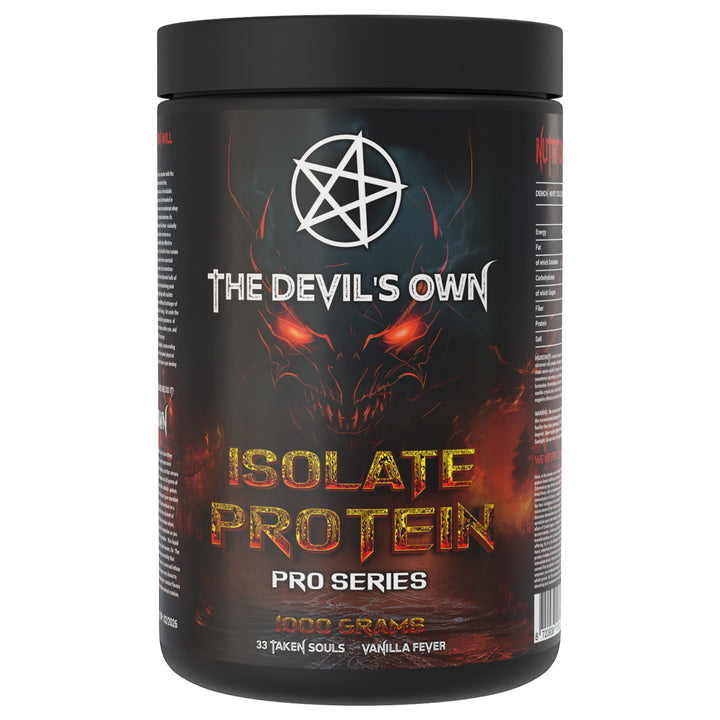 The Devil’s Own Whey Isolate Protein – 1 kg, 33 servings, available in Banana, Vanilla, Chocolate Banana, Cinnamon Cookies and Choco Coconut flavors