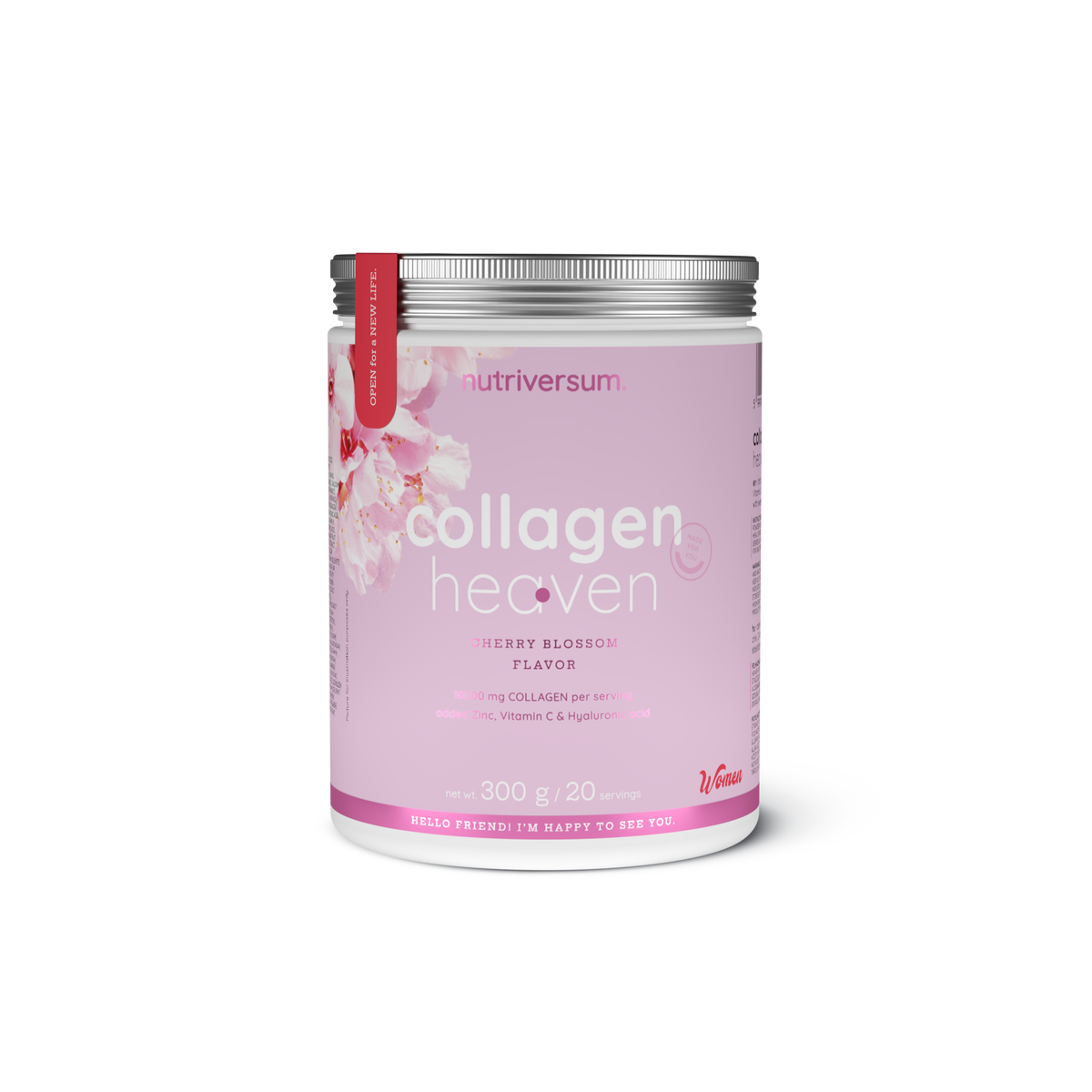 nutriversum, heaven collagen, collagen powder, hydrolyzed collagen, bovine collagen, msm, vitamin c, beauty supplement, skin health, hair nails, joint support, anti aging, 300g, 20 servings, rhubarb strawberry, hibiscus peach, chocolate, pineapple, rose lemonade, pear, strawberry, raspberry, mango, cherry blossom, pina colada, amarena cherry, apple