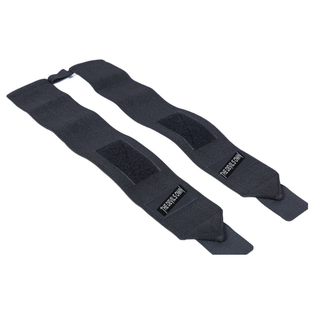 The Devil's Own 4 Stuk Polsband voor Fitness, CrossFit, Krachttraining – Versteviging & Versterking Polsen - Polsbandage Wrist Wraps - Pols support kleur Zwart