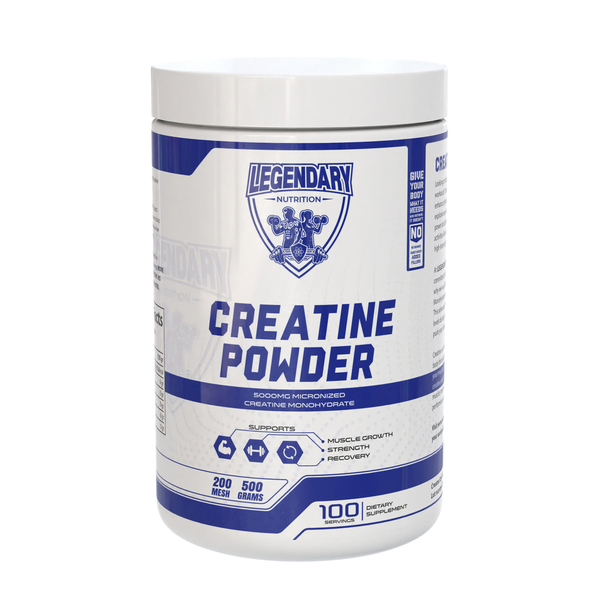 Legendary Nutrition Creatine Monohydrate 500 g – Micronized 200 mesh pure creatine powder for strength, power & recovery