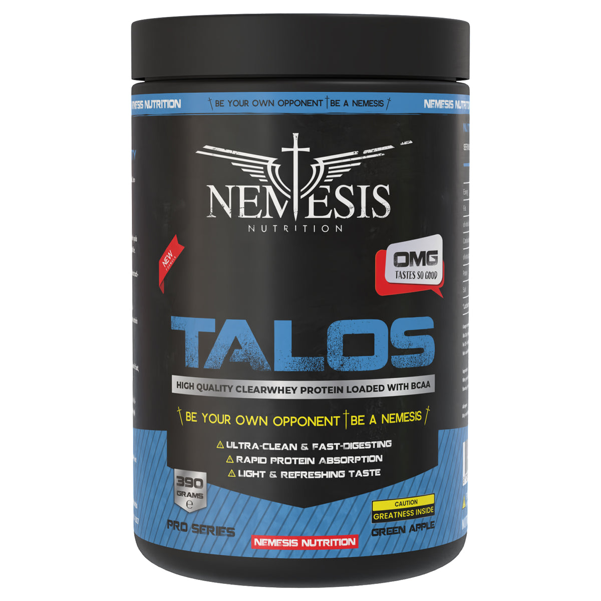 Talos Clear Whey Isolate by Nemesis Nutrition – 86% Pure Protein, 390 g – 13 servings – Available in 5 flavors: Green Apple, Orange, Watermelon, Peach Ice Tea, Tropical Punch