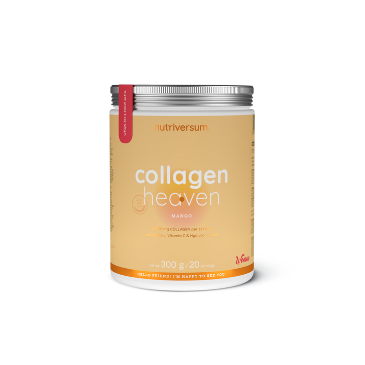 nutriversum, heaven collagen, collagen powder, hydrolyzed collagen, bovine collagen, msm, vitamin c, beauty supplement, skin health, hair nails, joint support, anti aging, 300g, 20 servings, rhubarb strawberry, hibiscus peach, chocolate, pineapple, rose lemonade, pear, strawberry, raspberry, mango, cherry blossom, pina colada, amarena cherry, apple