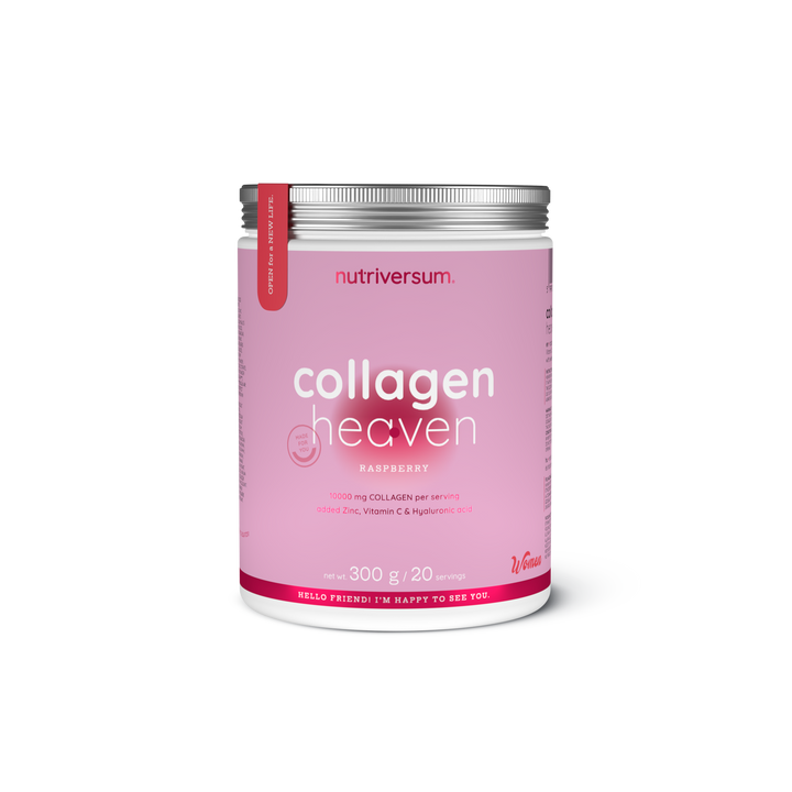 nutriversum, heaven collagen, collagen powder, hydrolyzed collagen, bovine collagen, msm, vitamin c, beauty supplement, skin health, hair nails, joint support, anti aging, 300g, 20 servings, rhubarb strawberry, hibiscus peach, chocolate, pineapple, rose lemonade, pear, strawberry, raspberry, mango, cherry blossom, pina colada, amarena cherry, apple