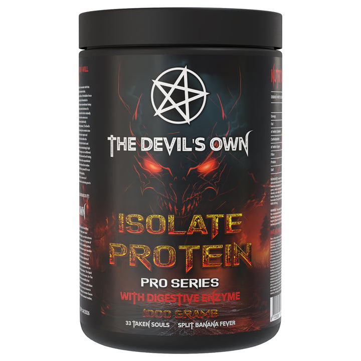 The Devil’s Own Whey Isolate Protein – 1 kg, 33 servings, available in Banana, Vanilla, Chocolate Banana, Cinnamon Cookies and Choco Coconut flavors