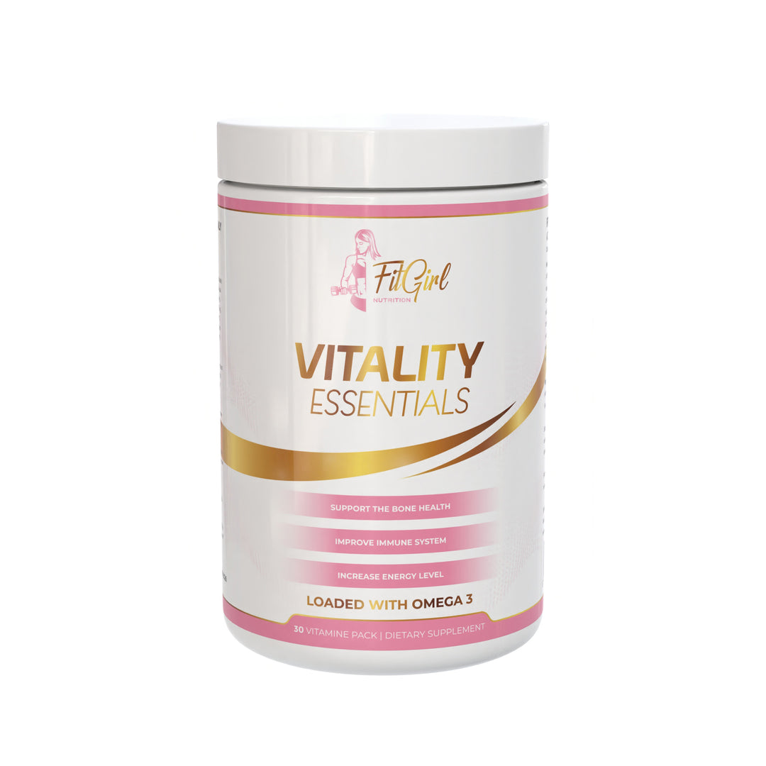 FitGirl Vitality Essentials | Vitamine und Mineralien | 30 Dosen | 1 Zakje pro Tag | Extra Omega 3 | Nutriworld