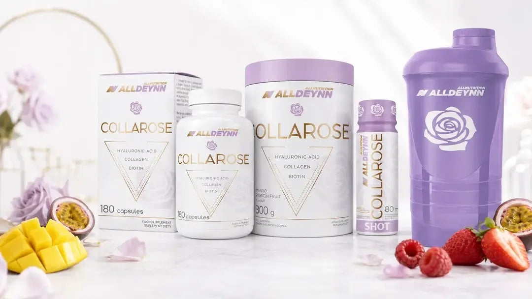 ALLDEYNN supplements collagen and protein with shaker and fruit