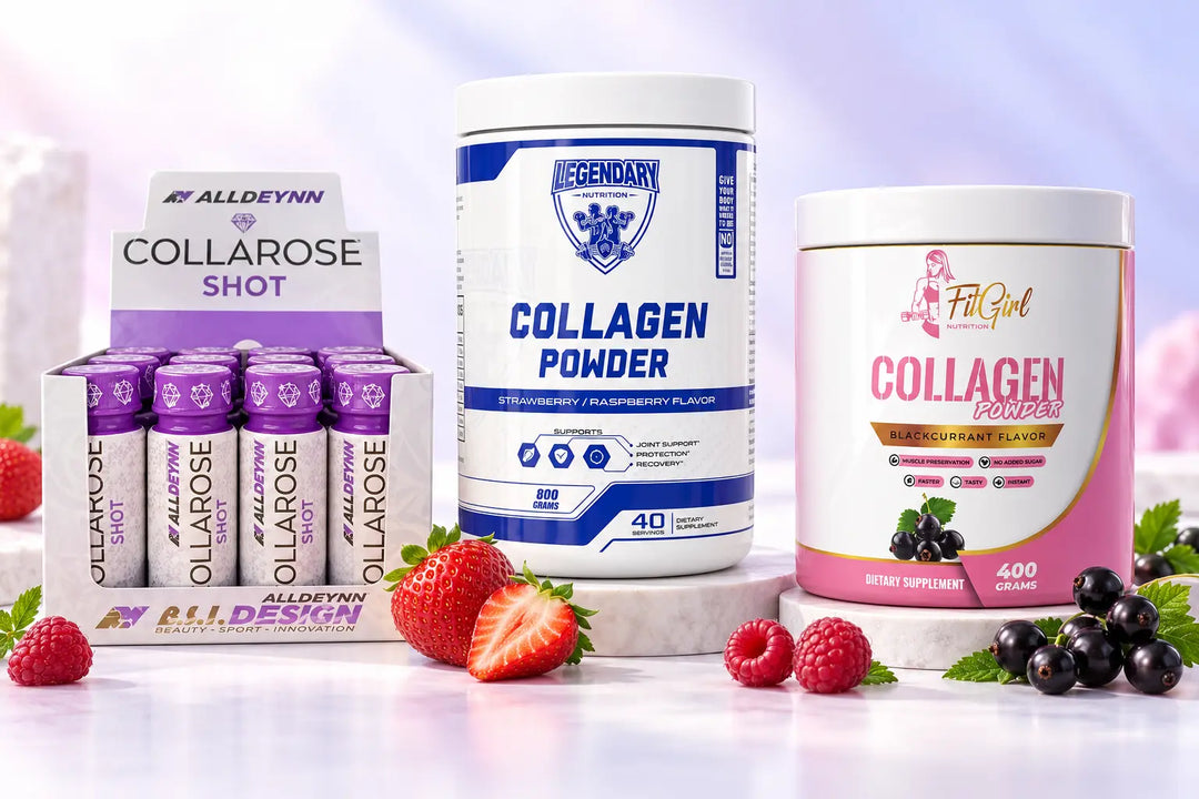 Collagen supplements from ALLDEYNN, Legendary Nutrition and FitGirl Nutrition