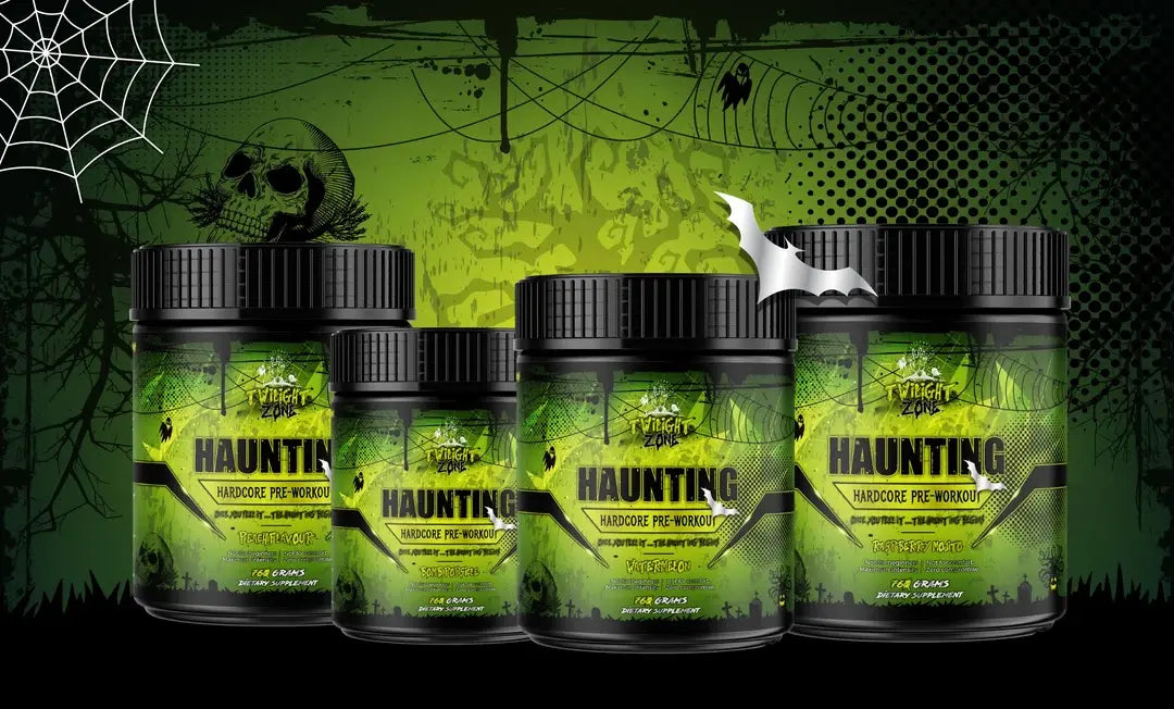 Haunting Hardcore pre-workout supplements in different flavors