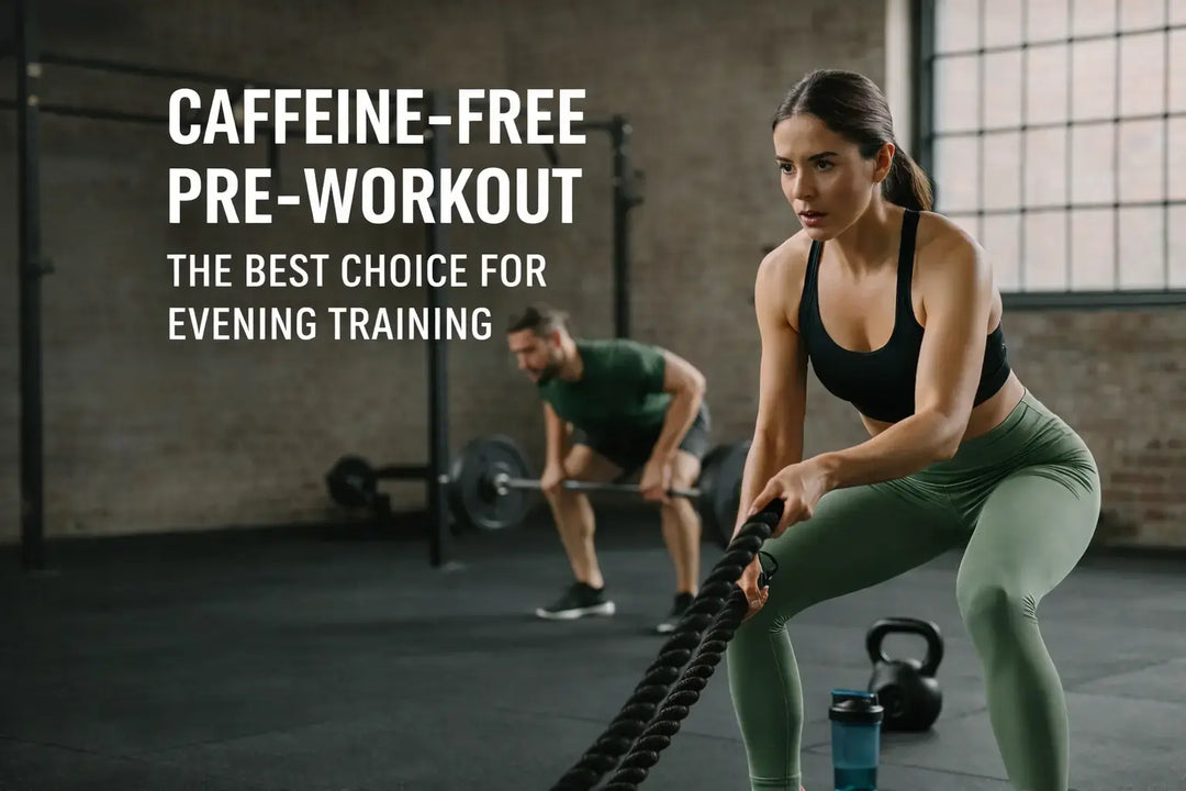 Vrouw traint met een cafeïnevrije pre-workout voor een avondtraining