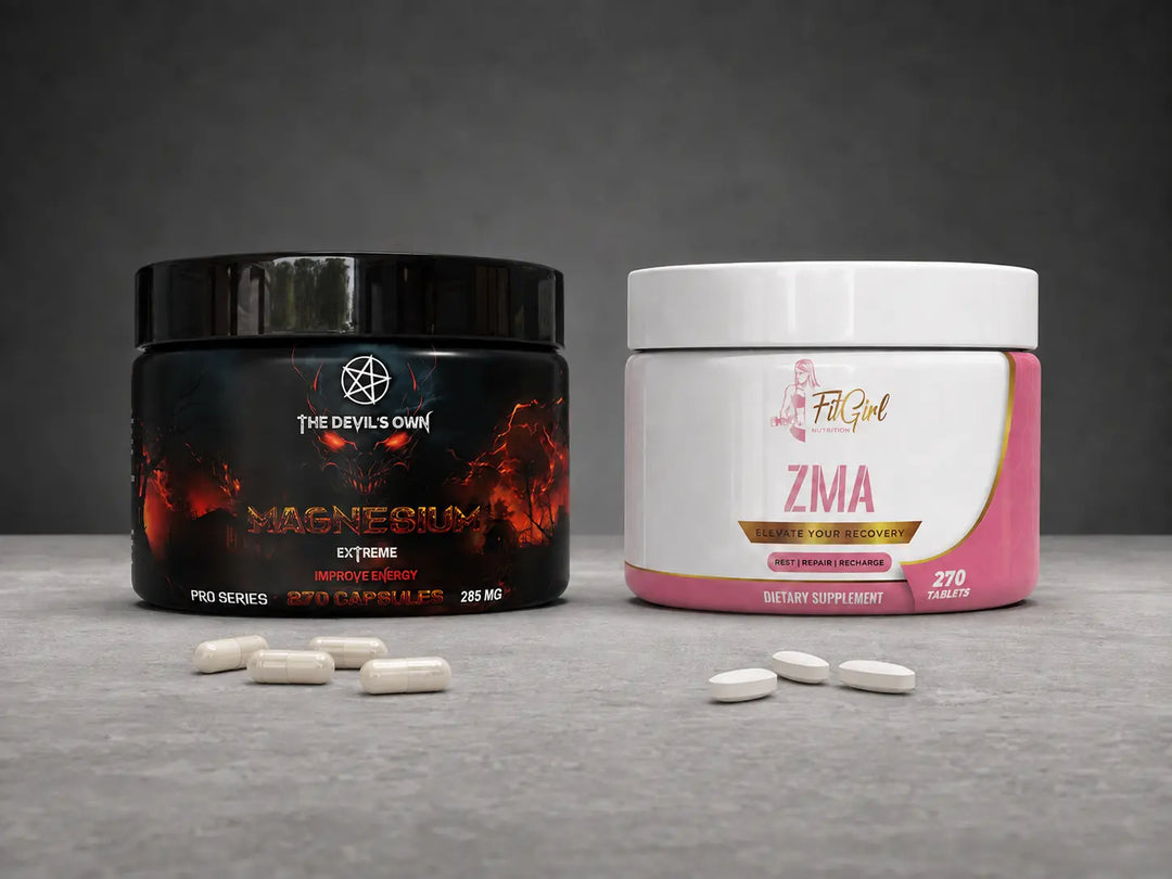 The Devil’s Own Magnesium and FitGirl Nutrition ZMA containers
