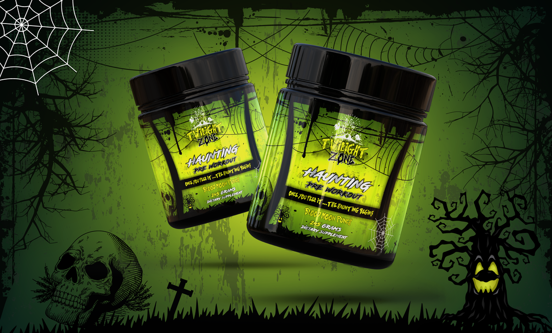 TwilightZone Nutrition collection — dark, high-performance supplement line featuring Haunting Pre-Workout, BCAA, Citrulline, Beta-Alanine, Creatine and more.