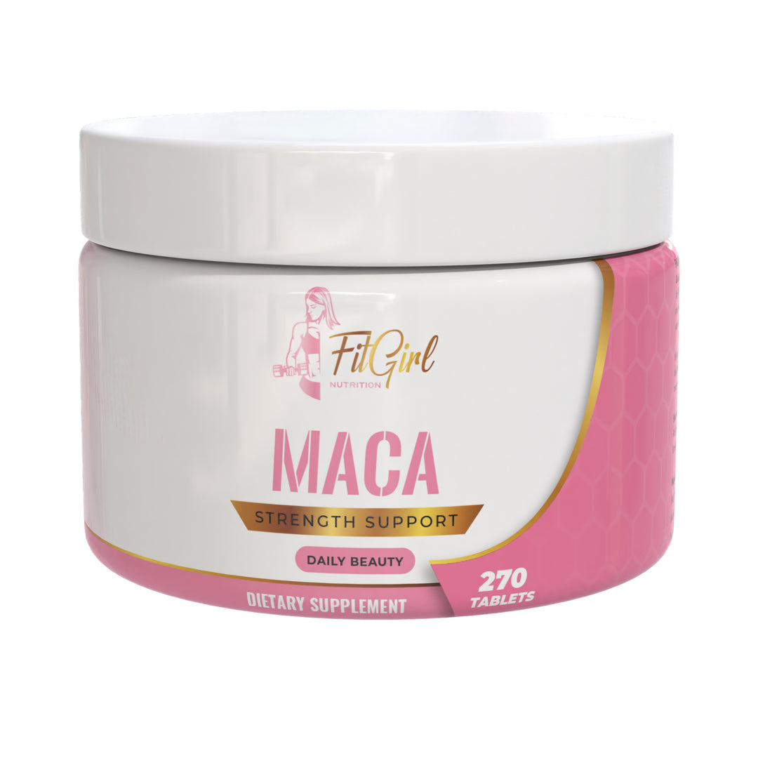 FitGirl Maca – 500 mg triple maca blend (red, black & yellow) in 270 vegan tablets for energy, balance & vitality.