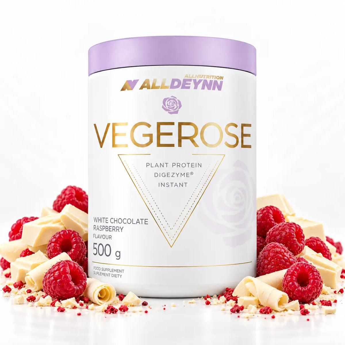 ALLDEYNN VEGEROSE plant protein powder 500g white chocolate raspberry flavor