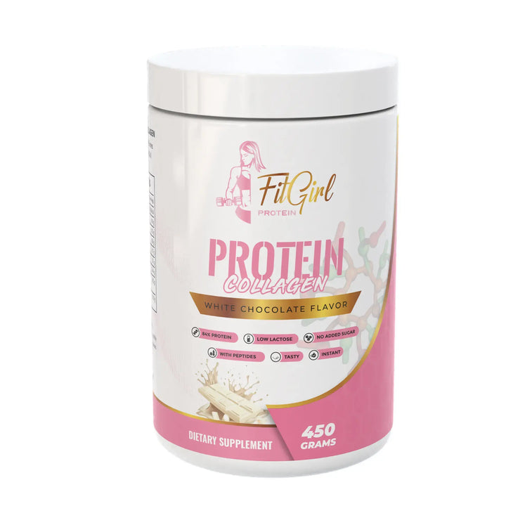 FitGirl Protein + Collagen, proteïne met collageen voor vrouwen, beauty en herstel shake, huid haar nagels ondersteuning, nutriworld
