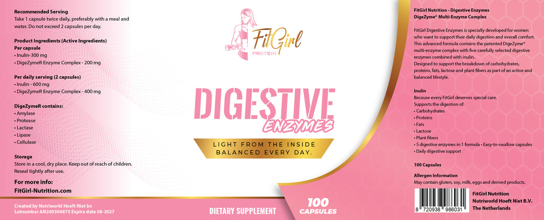FitGirl nutrition Digestive Enzymes supplement label with ingredient information