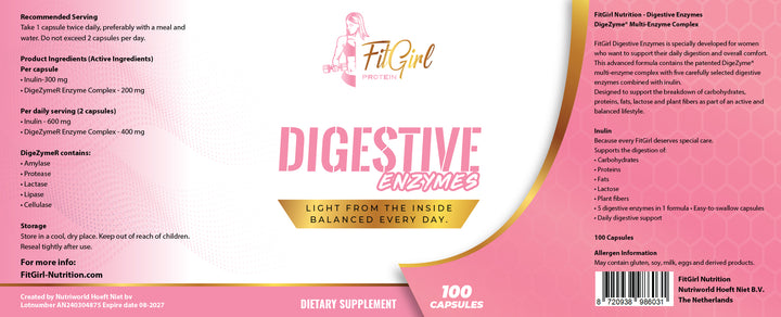 FitGirl nutrition Digestive Enzymes supplement label with ingredient information