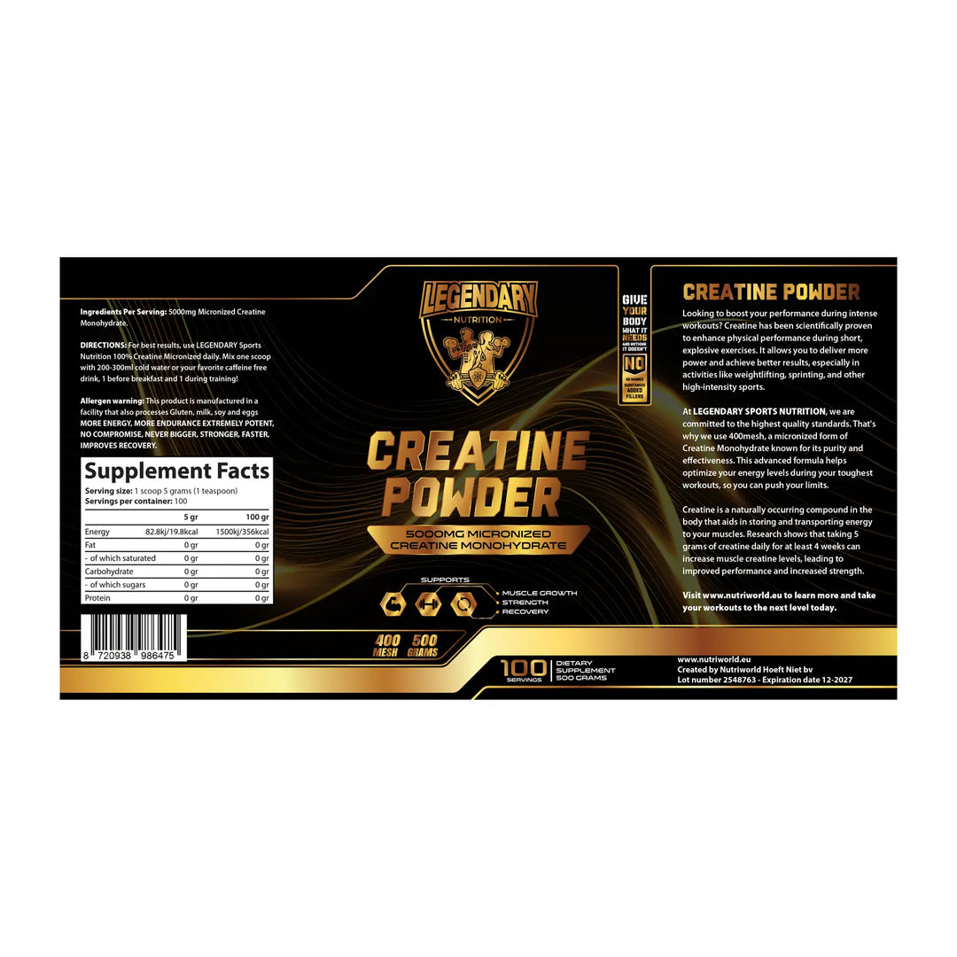 Legendary Creatine Black Edition label 400 Mesh 500g