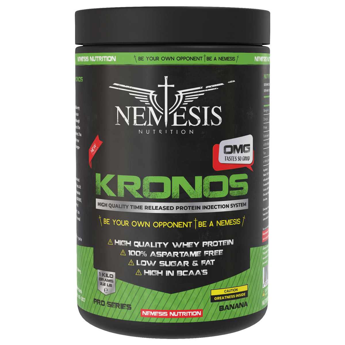 Kronos Whey 7 Proteins by Nemesis Nutrition – 1 kg – 33 servings – 7-source protein blend – available in Strawberry, Banana, Chocolate and Vanilla