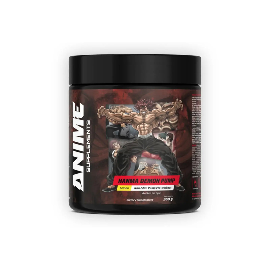 Stim-Free Pre-Workout Anime Supplements Hanma Demon Pump Lemon 360g