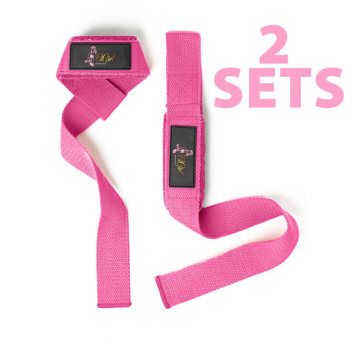 FitGirl lifting straps in neon pink used during deadlift training for improved grip
