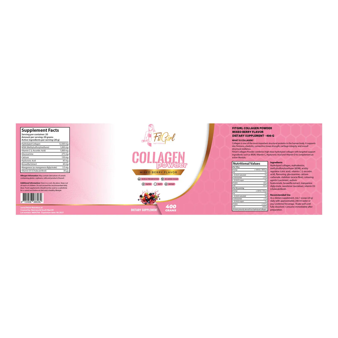 FitGirl Collagen Powder label 400g
