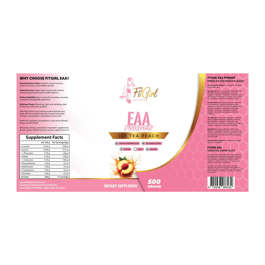 FitGirl EAA essential amino acids powder supplement label 500 g