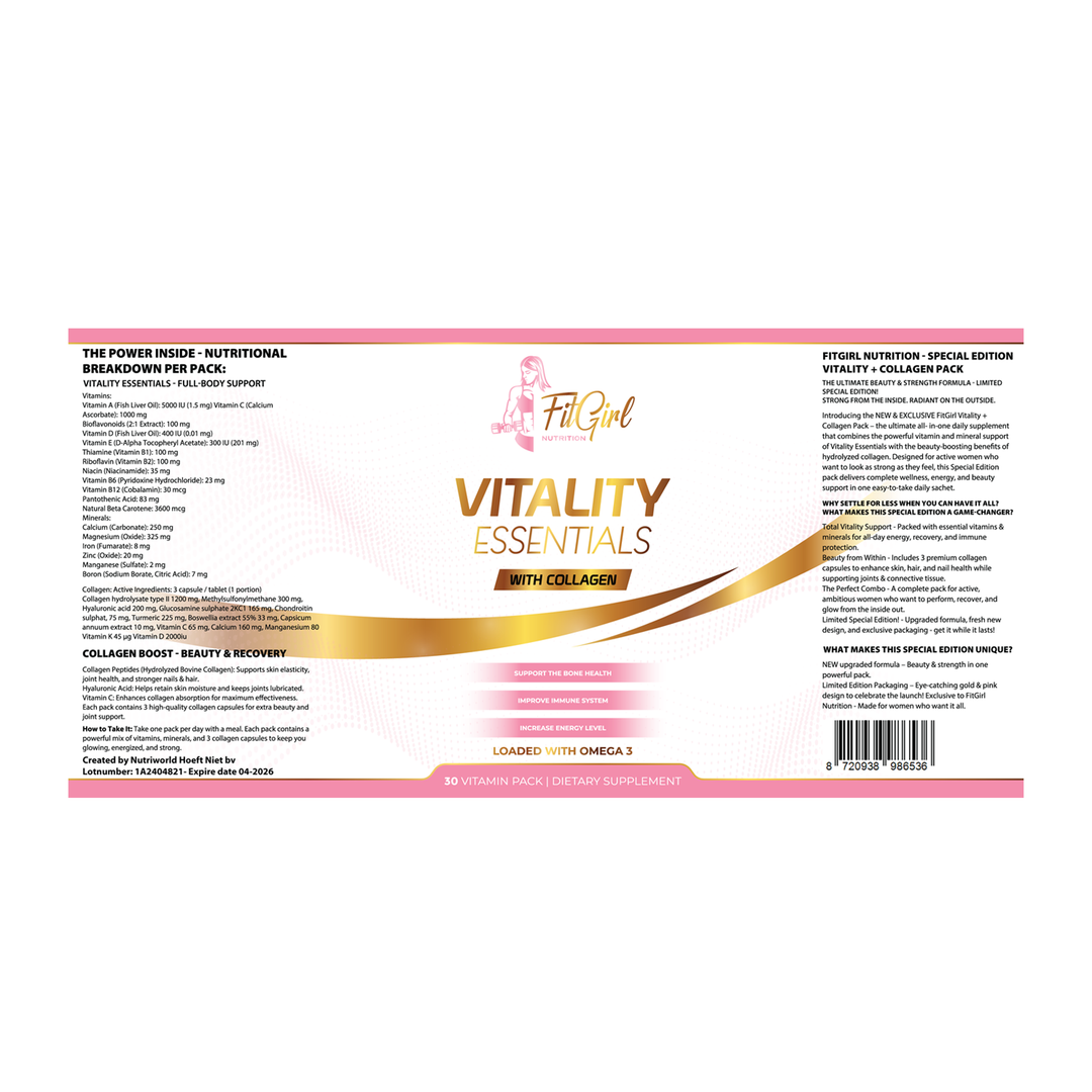 Daily Vitamin and Collagen Pack FitGirl Special Edition label 30 Sachets with Collagen Capsules