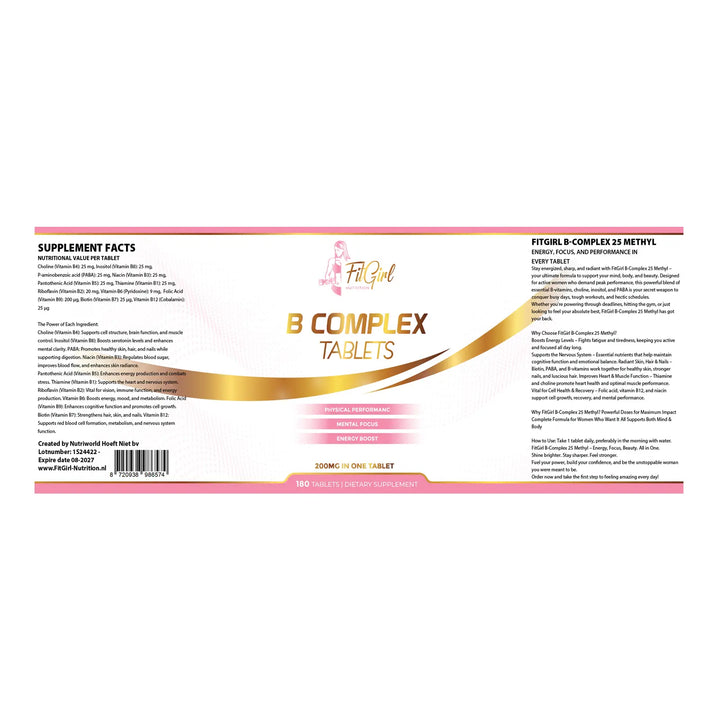 Vitamin B Complex FitGirl B-Complex LABEL 180 tablets