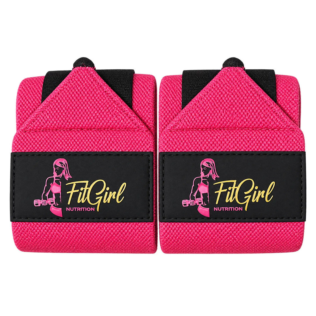 Wrist Wraps – FitGirl Nutrition – Neon Pink – 2 Pairs