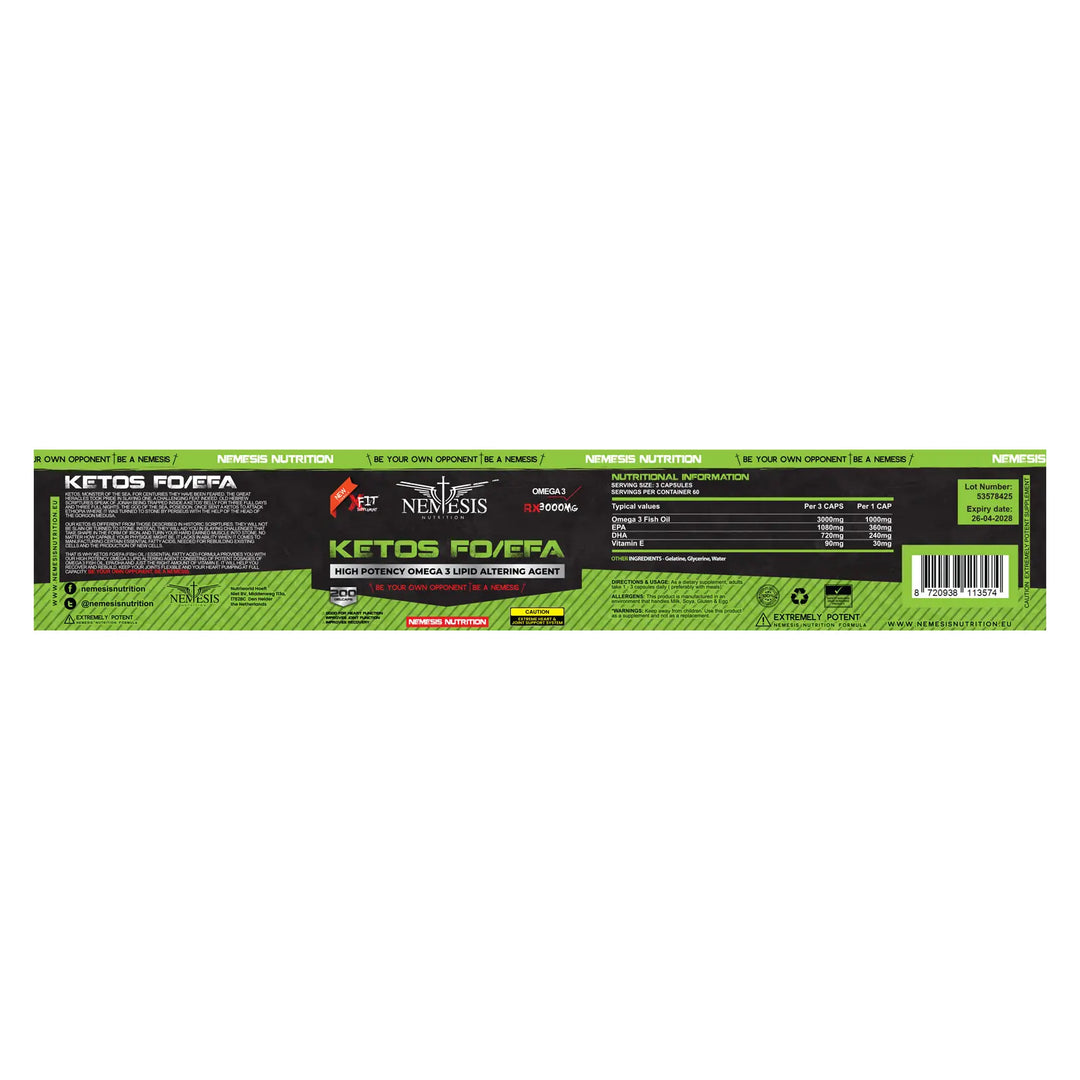 Nemesis Nutrition Ketos Omega-3 Fischöl – 1000 mg – 180 Weichkapseln – EPA & DHA