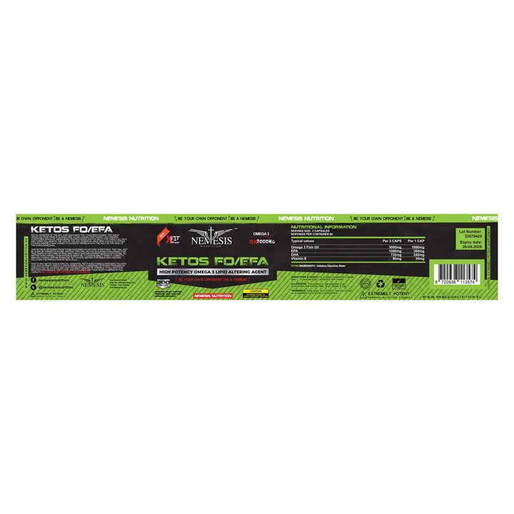 Nemesis Nutrition Ketos Omega-3 Fischöl – 1000 mg – 180 Weichkapseln – EPA & DHA