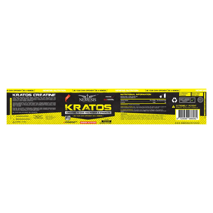 Nemesis Nutrition Kratos creatine monohydrate label 300g verpakking