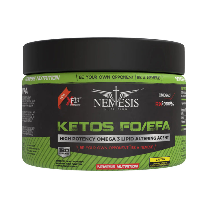 Nemesis Omega-3 fish oil 180 softgel capsules EPA DHA supplement
Nemesis Nutrition omega 3 softgel capsules fish oil