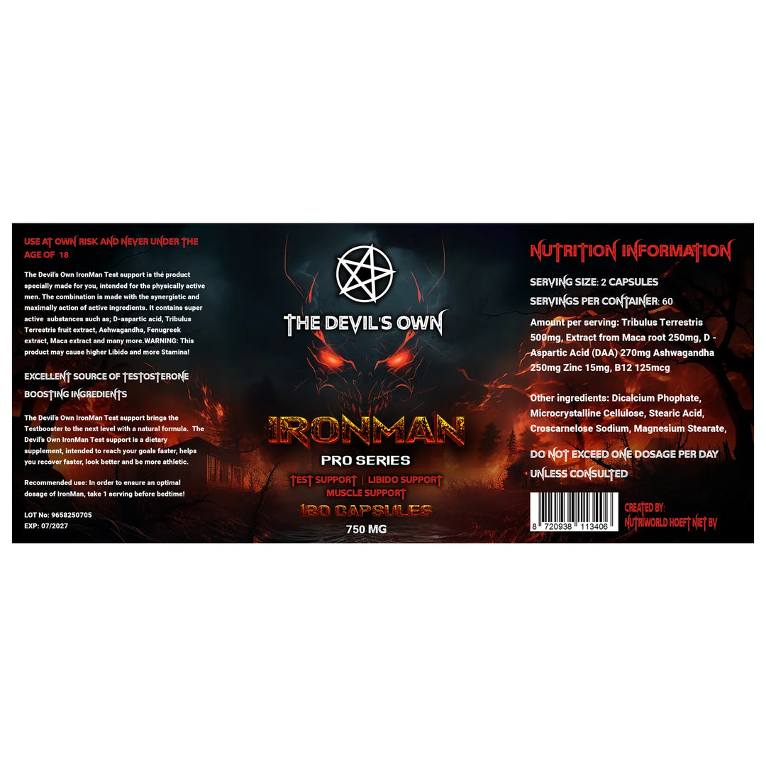 The Devil’s Own IronMan capsules label 120 capsules