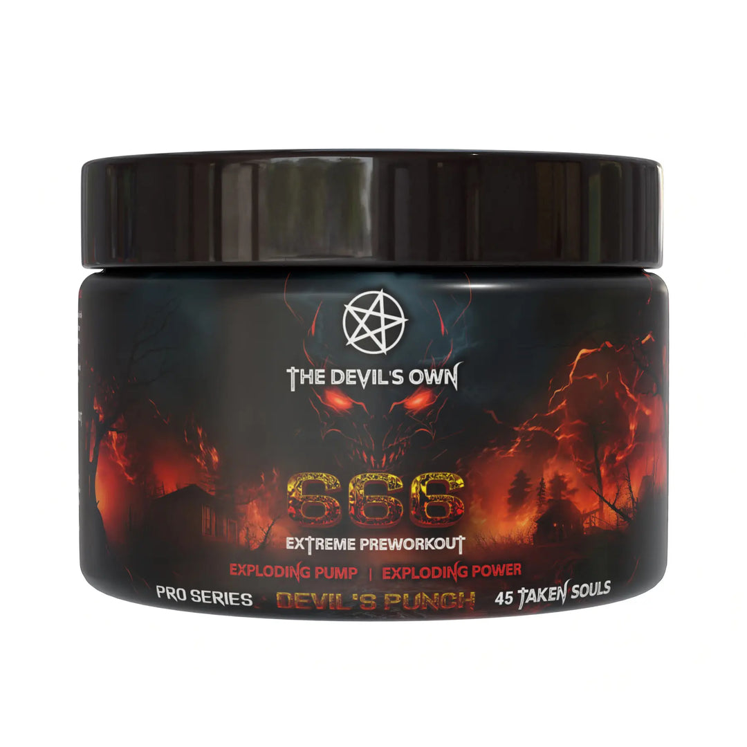 The Devil’s Own Pre-Workout 666 supplement for extreme energy, focus and muscle pump