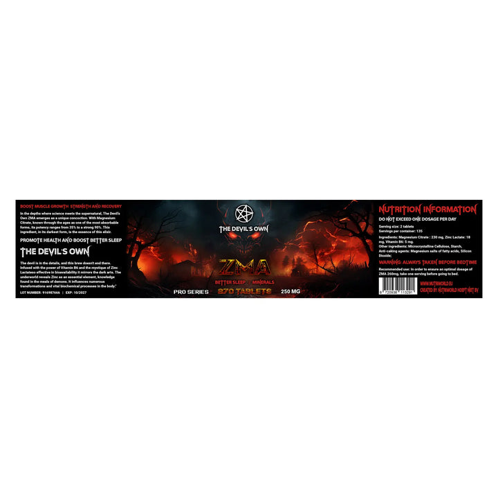 ZMA Tablets The Devil's Own label 270 Tablets Magnesium Zinc Vitamin B6
