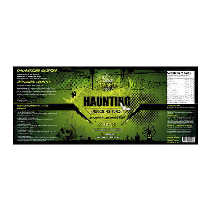 TwilightZone Haunting Hardcore supplement label with ingredients and dosages