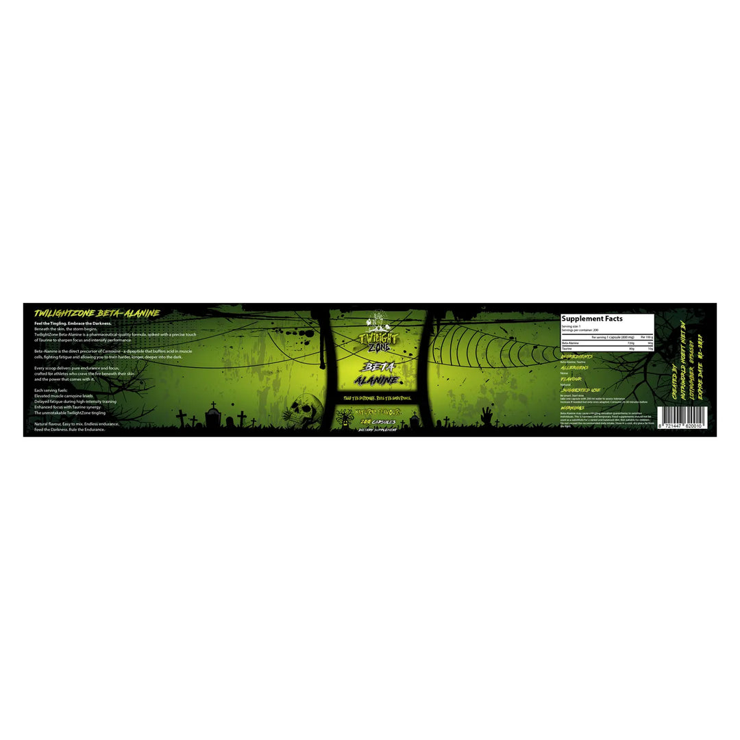 TwilightZone Beta-Alanine capsules label with ingredient information