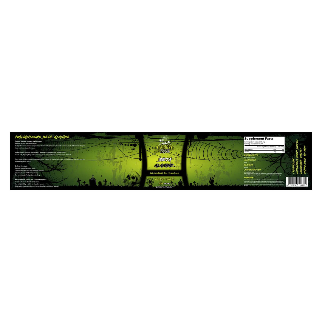 TwilightZone Beta-Alanine supplement label with ingredient information